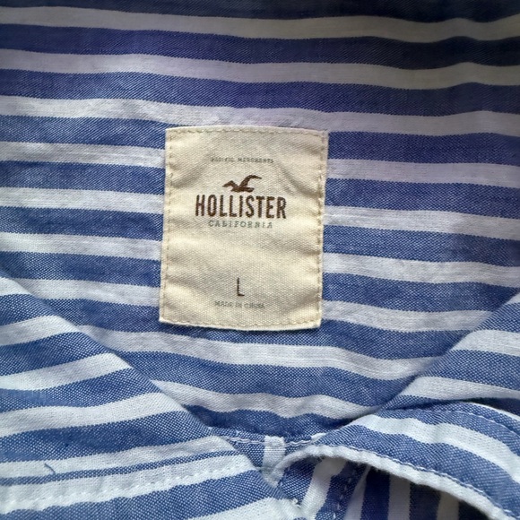 Hollister Navy and White Striped Shirt - Picture 6 of 6